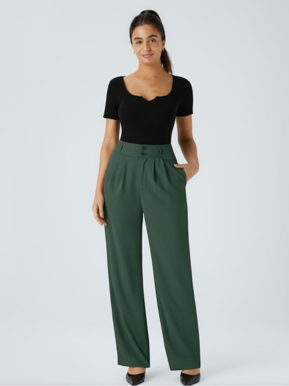 Halara Flex High Waisted Zipper Pocket Shirred Straight
Leg Work Pants